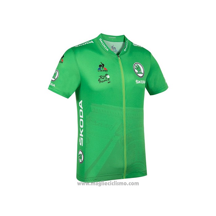 2021 Abbigliamento Ciclismo Tour de France Verde Manica Corta e Salopette